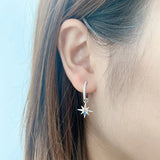 S925 Sterling Silver Tassel Hexagram Earrings