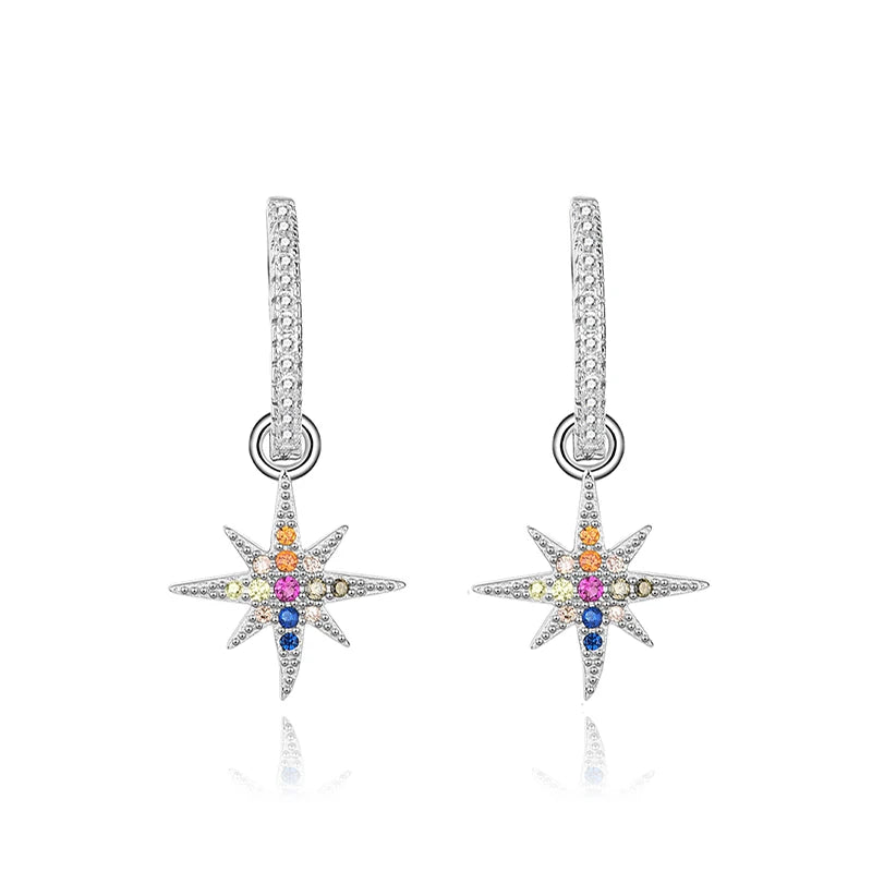 S925 Sterling Silver Tassel Hexagram Earrings
