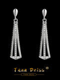 925 Silver Earrings Women Triangle Hollow Earrings Diamonds