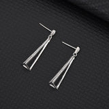 925 Silver Earrings Women Triangle Hollow Earrings Diamonds