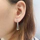 925 Silver Earrings Women Triangle Hollow Earrings Diamonds