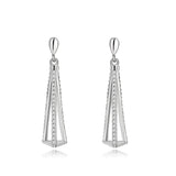 925 Silver Earrings Women Triangle Hollow Earrings Diamonds