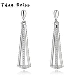 925 Silver Earrings Women Triangle Hollow Earrings Diamonds