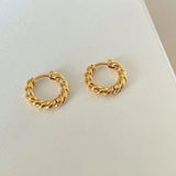 S925 Silver Fried Dough Twists Small Circle Earrings