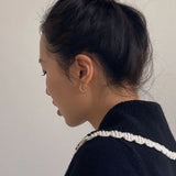 S925 Silver Fried Dough Twists Small Circle Earrings