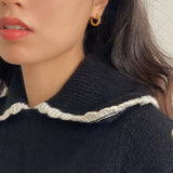 S925 Silver Fried Dough Twists Small Circle Earrings