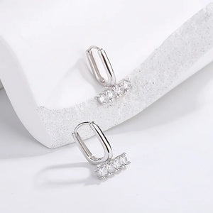 S925 Silver Earrings Zircon Inlaid U-shaped Ear Buckle Party Jewelry