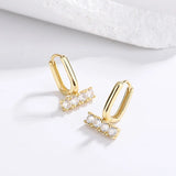 S925 Silver Earrings Zircon Inlaid U-shaped Ear Buckle Party Jewelry