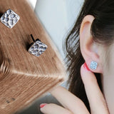 S925 Square Earrings European American Retro Style