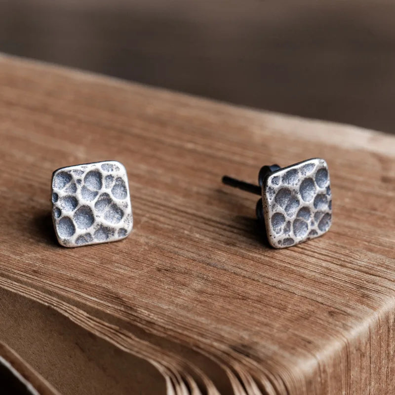 S925 Square Earrings European American Retro Style