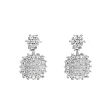 Square Diamond Snowflake Sterling Silver Earrings