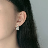 Square Diamond Snowflake Sterling Silver Earrings