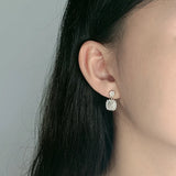 Square Diamond Snowflake Sterling Silver Earrings