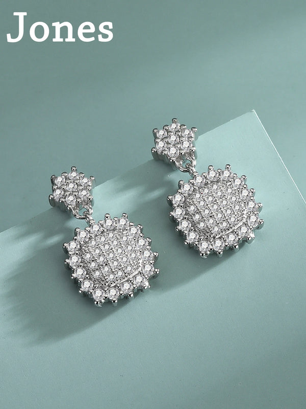Square Diamond Snowflake Sterling Silver Earrings