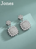 Square Diamond Snowflake Sterling Silver Earrings