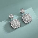 Square Diamond Snowflake Sterling Silver Earrings