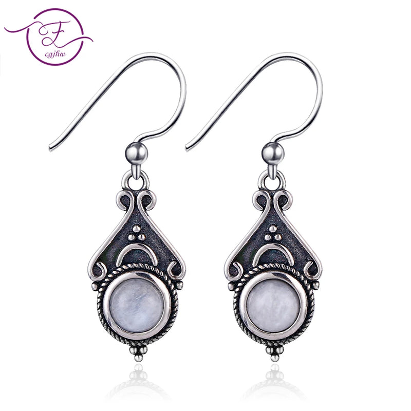 S925 Moonstone Round 5MM Earrings Engagement Party Gift