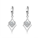 S925 Sterling Silver Heart Zircon Earrings 40MM Long