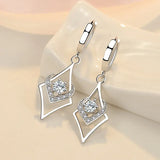 S925 Sterling Silver Heart Zircon Earrings 40MM Long