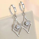 S925 Sterling Silver Heart Zircon Earrings 40MM Long