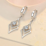 S925 Sterling Silver Heart Zircon Earrings 40MM Long