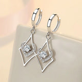 S925 Sterling Silver Heart Zircon Earrings 40MM Long