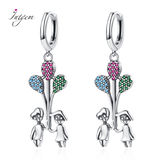 S925 Round Drop Earrings Zircon Boy Girl Love