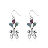 S925 Round Drop Earrings Zircon Boy Girl Love