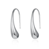 S925 Sterling Silver Water Drop Earrings Smooth Ear Hook Hoop Fine Gift Women