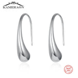 S925 Sterling Silver Water Drop Earrings Smooth Ear Hook Hoop Fine Gift Women