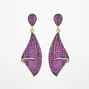 S925 Sterling Silver Water Droplet CZ Crystal Leaf Earrings