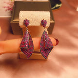 S925 Sterling Silver Water Droplet CZ Crystal Leaf Earrings