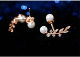 S925 Crystal & Pearl Stud Earrings for Men