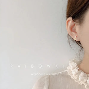 S925 Silver Asymmetric Spoon Fork Ear Stud Earrings with Zircon