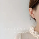S925 Silver Asymmetric Spoon Fork Ear Stud Earrings with Zircon