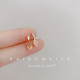 S925 Silver Asymmetric Spoon Fork Ear Stud Earrings with Zircon