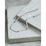 S925 Sterling Silver Rainbow Beans Bamboo Necklace for Women