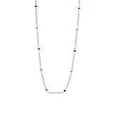 S925 Sterling Silver Rainbow Beans Bamboo Necklace for Women