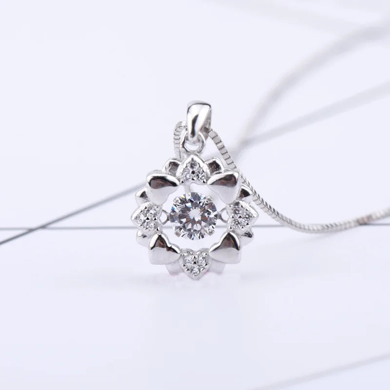 S925 Sterling Silver Heart Necklace Women's Pendant Gift