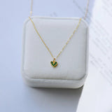 Sterling Silver Emerald Heart Choker Necklace 14K Plated Wedding Jewelry
