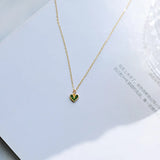 Sterling Silver Emerald Heart Choker Necklace 14K Plated Wedding Jewelry