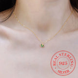Sterling Silver Emerald Heart Choker Necklace 14K Plated Wedding Jewelry