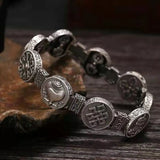 S925 Sterling Silver Ethnic Style Buddhist Eight Treasures Retro Bracelet