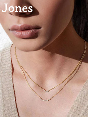 S925 Sterling Silver Smile Double Layer Necklace