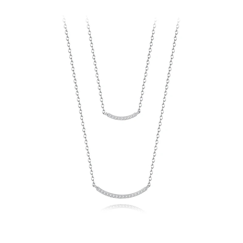 S925 Sterling Silver Smile Double Layer Necklace