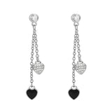 S925 Sterling Silver Tassel Back Heart-shaped Drops