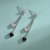 S925 Sterling Silver Tassel Back Heart-shaped Drops