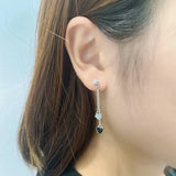 S925 Sterling Silver Long Tassel Back Hanging Heart-shaped Drops
