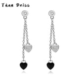 S925 Sterling Silver Long Tassel Back Hanging Heart-shaped Drops
