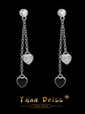 S925 Sterling Silver Long Tassel Back Hanging Heart-shaped Drops